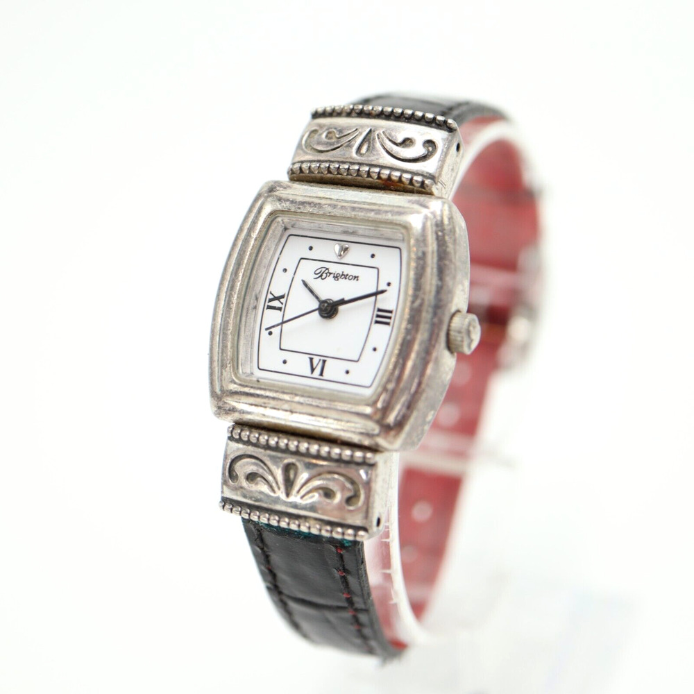 Brighton Waterford Watch Women 24mm Silver Tone Reversible Leather w New Battery